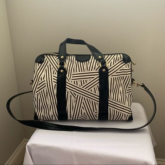 Henri Bendel Disturbed Stripe Laptop Bag/ Briefcase - Picture 4 of 13